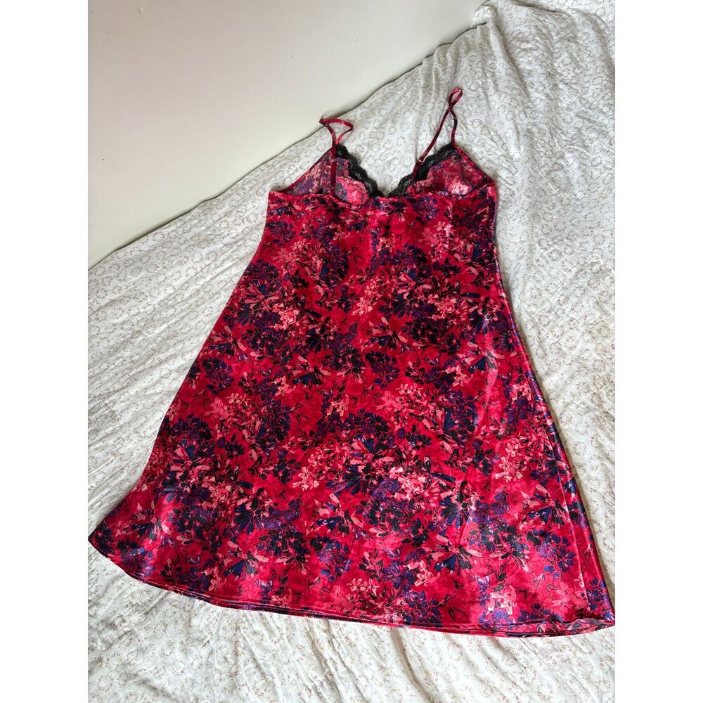 Ambrielle Floral Satin Chemise Slipp Nightgown with Lace Trim